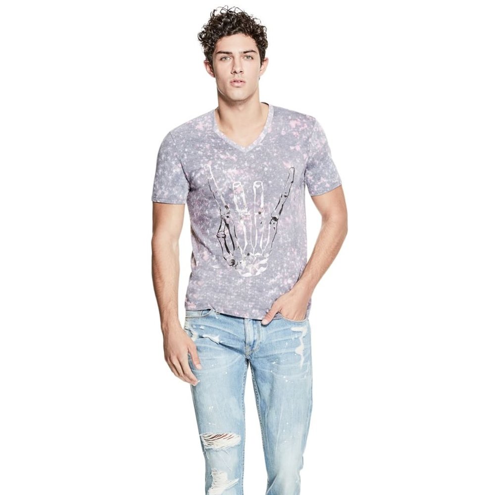 GUESS Jeans Galaxy V-Neck T-Shirt with Skeleton